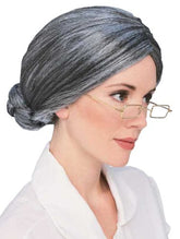 Granny Wig Old Lady Grey Silver Grandma Mrs Santa Wigs Cosplay Costume Party